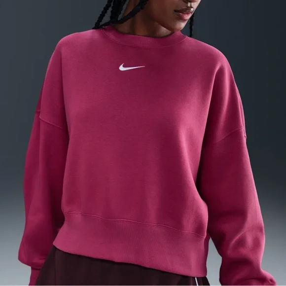 Women’s Nike Phoenix Fleece Oversized Crop Crewneck Sweatshirt - Picture 1 of 5